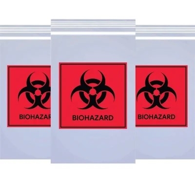 3 / 4 Schichten klare medizinische autoklavierbare Biohazard-Taschen LDPE für Exemplar-Sammlung